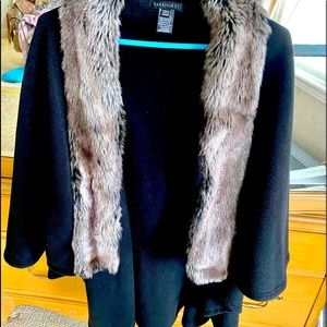 Black cape with fur trim